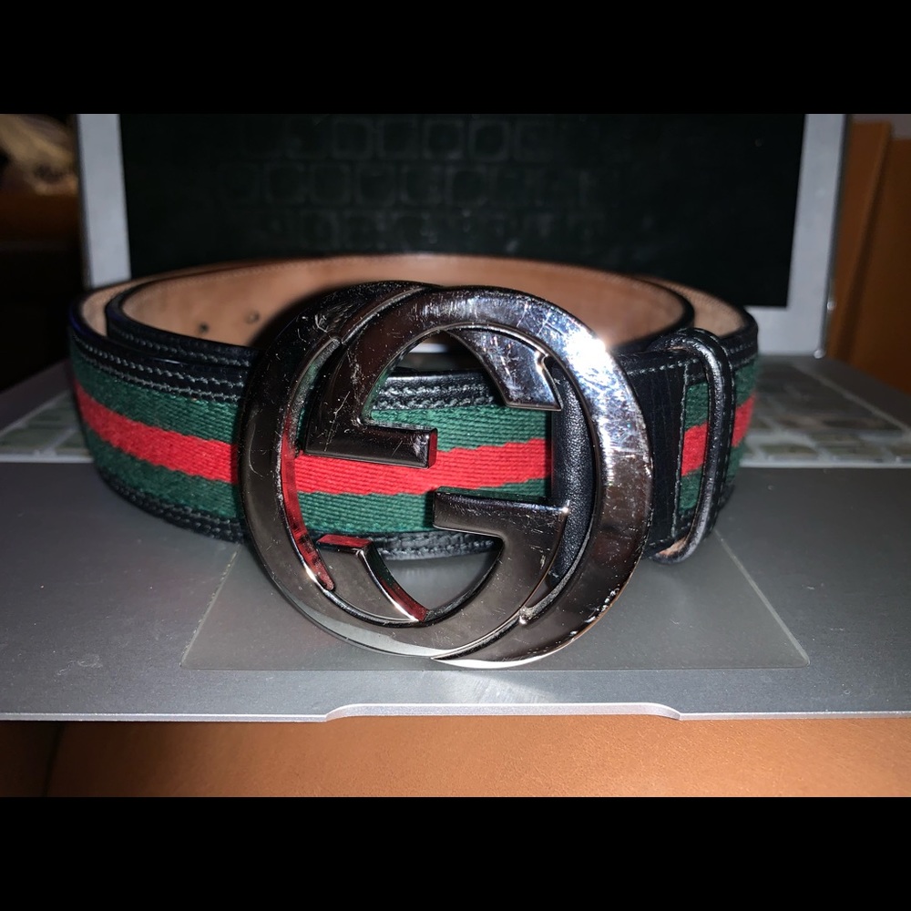 🚫🚫🚫Gucci belt  green/red web stripe and leather